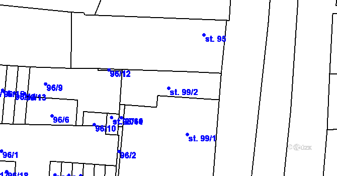 Parcela st. 99/2 v KÚ Brankovice, Katastrální mapa
