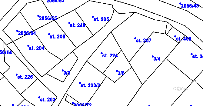 Parcela st. 224 v KÚ Brankovice, Katastrální mapa