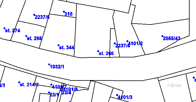 Parcela st. 266 v KÚ Brankovice, Katastrální mapa