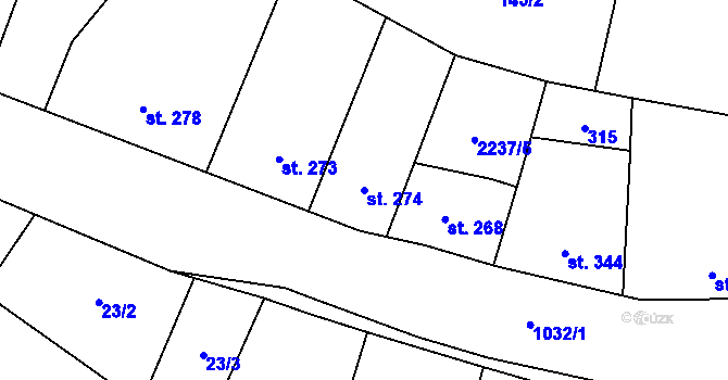 Parcela st. 274 v KÚ Brankovice, Katastrální mapa