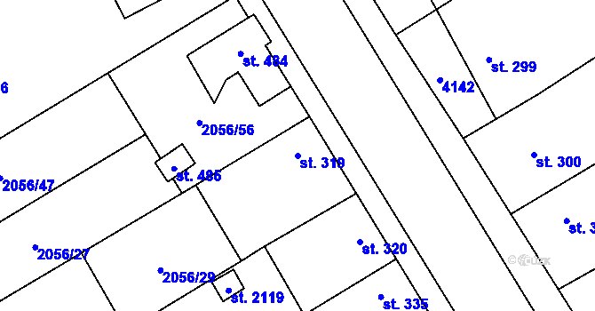 Parcela st. 319 v KÚ Brankovice, Katastrální mapa