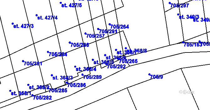 Parcela st. 368/6 v KÚ Brankovice, Katastrální mapa