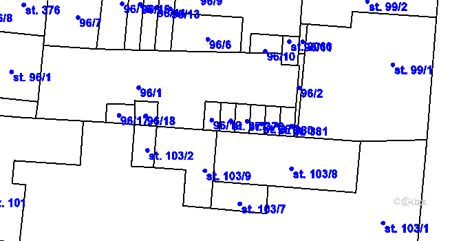 Parcela st. 377 v KÚ Brankovice, Katastrální mapa