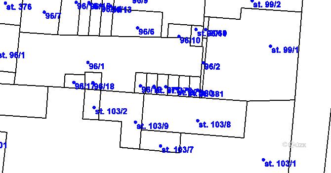 Parcela st. 378 v KÚ Brankovice, Katastrální mapa