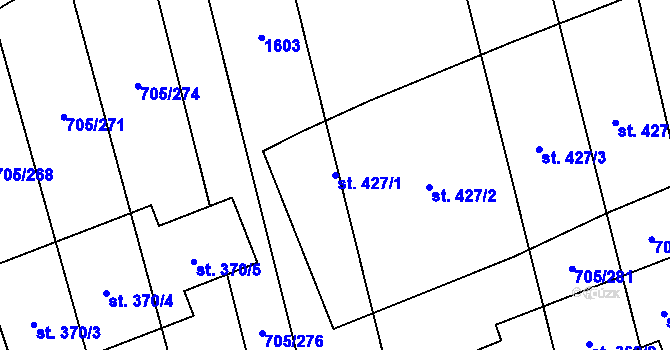 Parcela st. 427/1 v KÚ Brankovice, Katastrální mapa