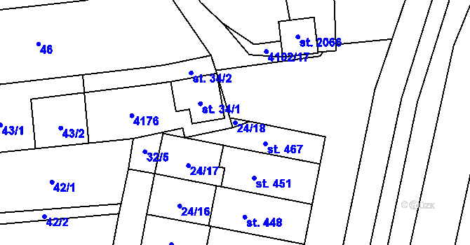Parcela st. 24/18 v KÚ Brankovice, Katastrální mapa