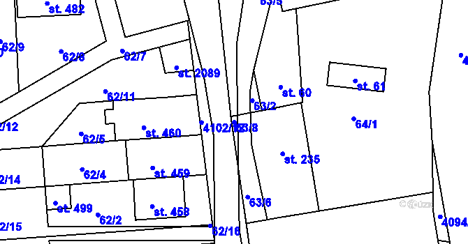 Parcela st. 63/8 v KÚ Brankovice, Katastrální mapa
