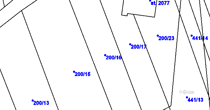 Parcela st. 200/16 v KÚ Brankovice, Katastrální mapa
