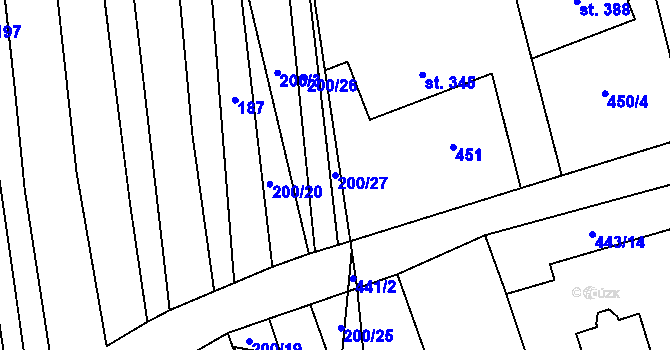 Parcela st. 200/27 v KÚ Brankovice, Katastrální mapa