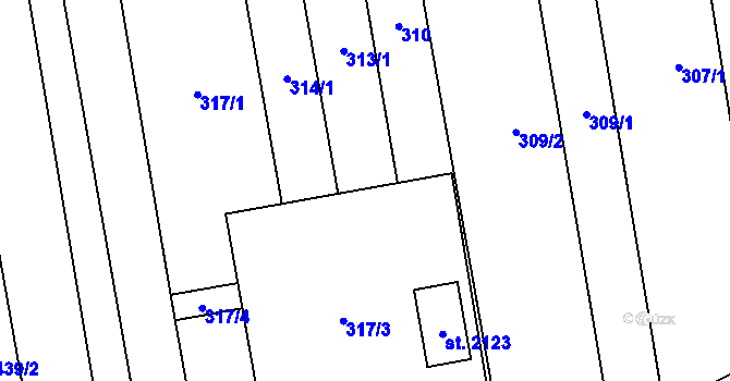 Parcela st. 313 v KÚ Brankovice, Katastrální mapa