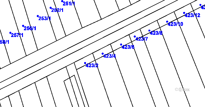 Parcela st. 423/4 v KÚ Brankovice, Katastrální mapa