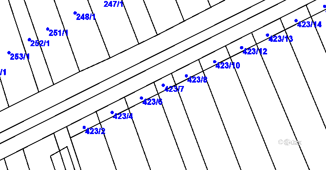 Parcela st. 423/7 v KÚ Brankovice, Katastrální mapa