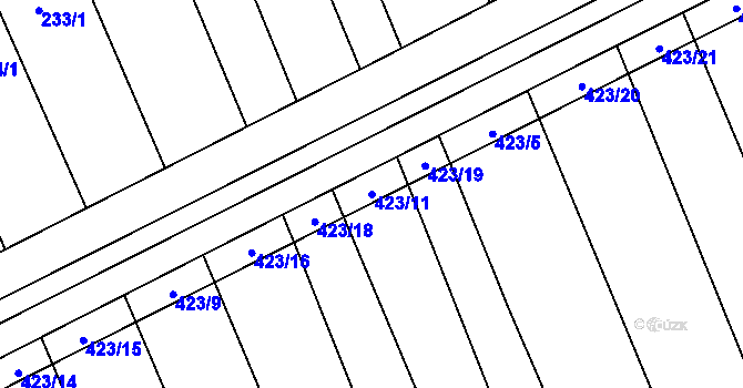 Parcela st. 423/11 v KÚ Brankovice, Katastrální mapa