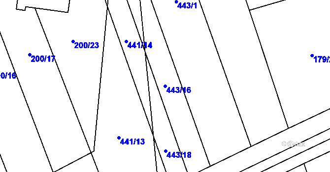 Parcela st. 443/16 v KÚ Brankovice, Katastrální mapa