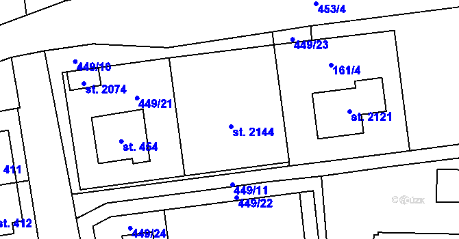 Parcela st. 449/20 v KÚ Brankovice, Katastrální mapa