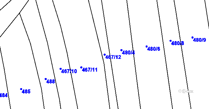 Parcela st. 467/12 v KÚ Brankovice, Katastrální mapa