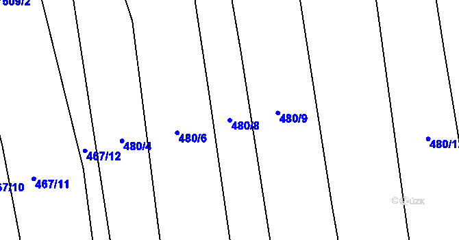 Parcela st. 480/8 v KÚ Brankovice, Katastrální mapa