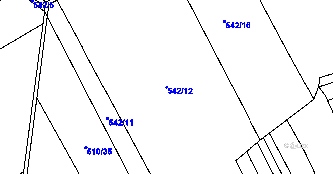 Parcela st. 542/12 v KÚ Brankovice, Katastrální mapa