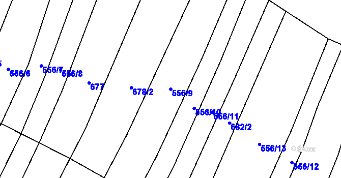 Parcela st. 556/9 v KÚ Brankovice, Katastrální mapa
