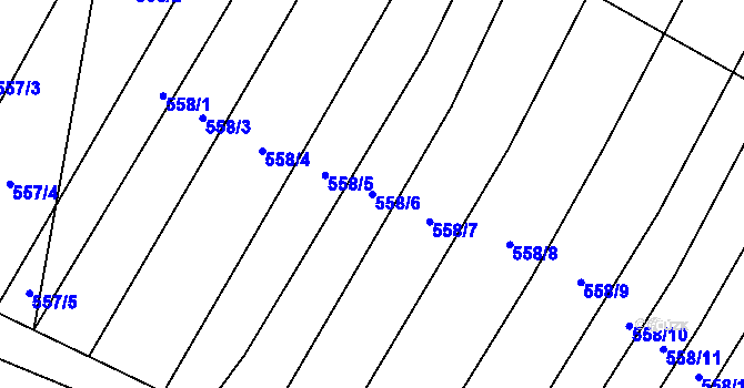 Parcela st. 558/6 v KÚ Brankovice, Katastrální mapa