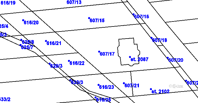 Parcela st. 607/17 v KÚ Brankovice, Katastrální mapa