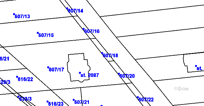Parcela st. 607/18 v KÚ Brankovice, Katastrální mapa