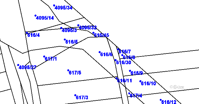 Parcela st. 616/6 v KÚ Brankovice, Katastrální mapa