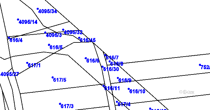 Parcela st. 616/7 v KÚ Brankovice, Katastrální mapa