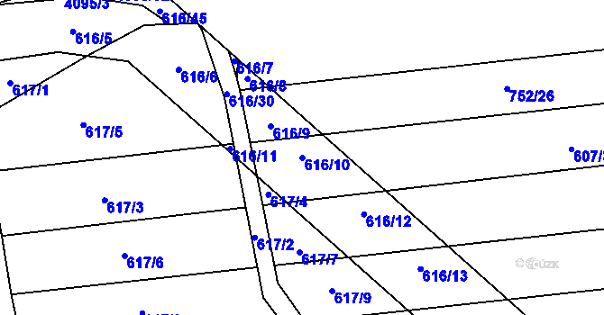 Parcela st. 616/10 v KÚ Brankovice, Katastrální mapa