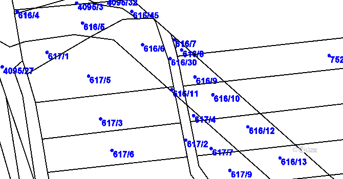 Parcela st. 616/11 v KÚ Brankovice, Katastrální mapa