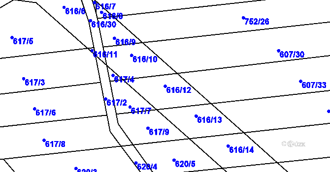 Parcela st. 616/12 v KÚ Brankovice, Katastrální mapa