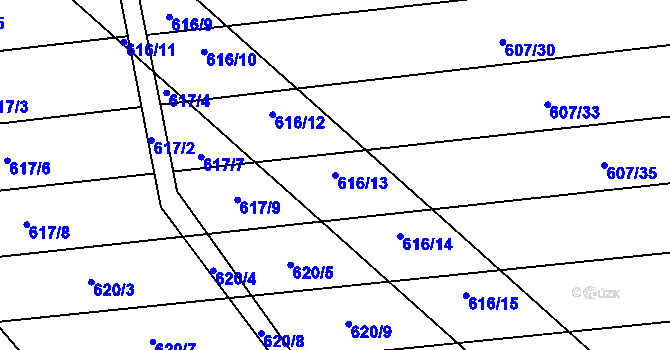 Parcela st. 616/13 v KÚ Brankovice, Katastrální mapa
