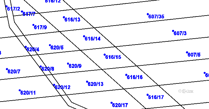 Parcela st. 616/15 v KÚ Brankovice, Katastrální mapa