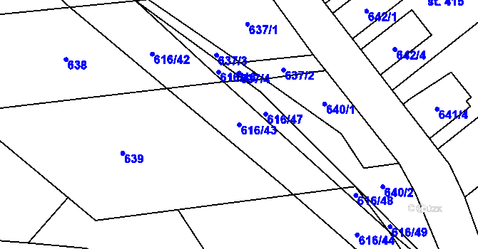 Parcela st. 616/43 v KÚ Brankovice, Katastrální mapa