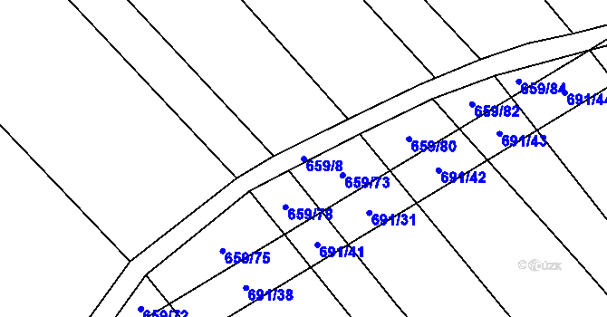 Parcela st. 659/8 v KÚ Brankovice, Katastrální mapa