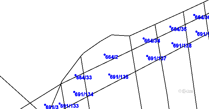 Parcela st. 664/2 v KÚ Brankovice, Katastrální mapa