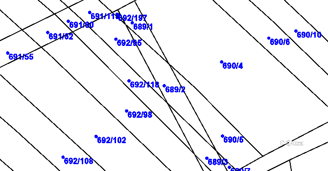 Parcela st. 689/2 v KÚ Brankovice, Katastrální mapa