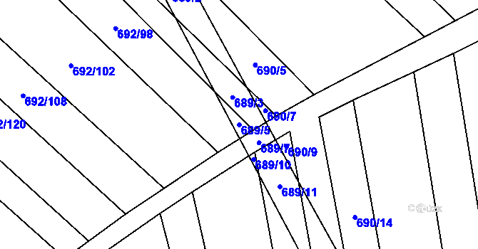 Parcela st. 689/5 v KÚ Brankovice, Katastrální mapa
