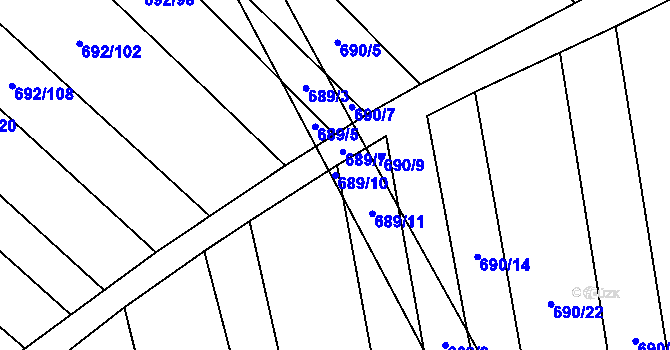 Parcela st. 689/10 v KÚ Brankovice, Katastrální mapa