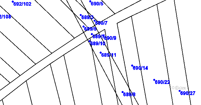 Parcela st. 689/11 v KÚ Brankovice, Katastrální mapa