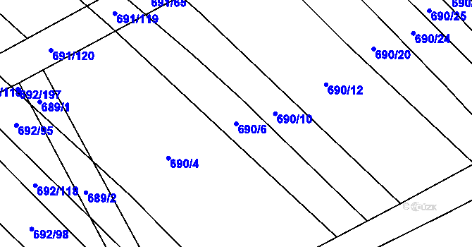 Parcela st. 690/6 v KÚ Brankovice, Katastrální mapa