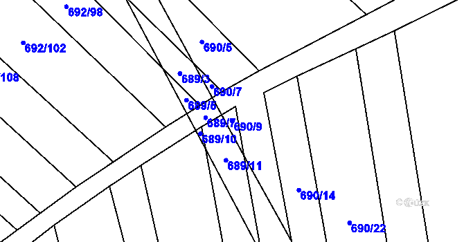 Parcela st. 690/9 v KÚ Brankovice, Katastrální mapa