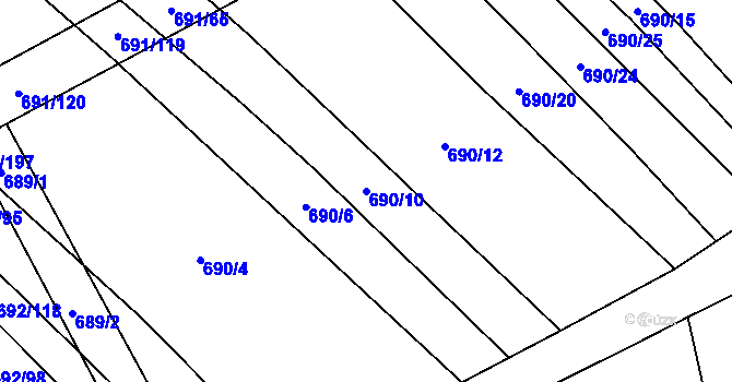 Parcela st. 690/10 v KÚ Brankovice, Katastrální mapa