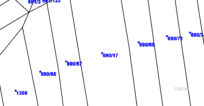 Parcela st. 690/17 v KÚ Brankovice, Katastrální mapa