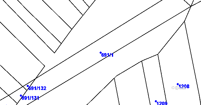 Parcela st. 691/1 v KÚ Brankovice, Katastrální mapa