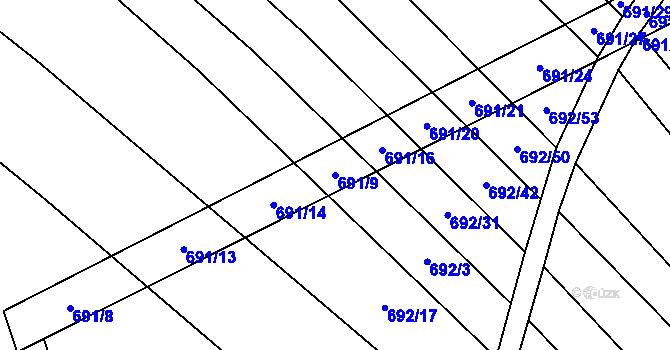 Parcela st. 691/9 v KÚ Brankovice, Katastrální mapa