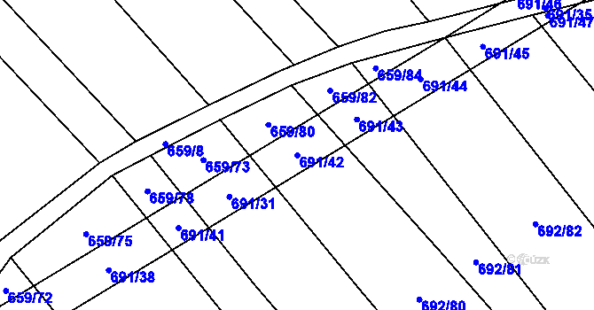 Parcela st. 691/42 v KÚ Brankovice, Katastrální mapa