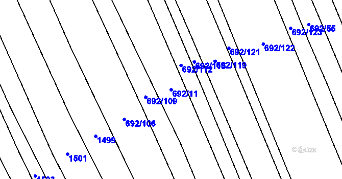 Parcela st. 692/11 v KÚ Brankovice, Katastrální mapa