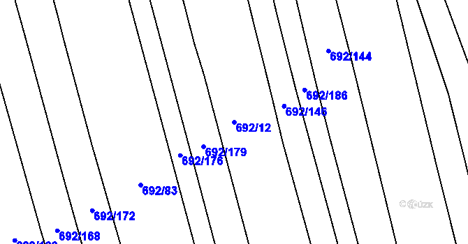 Parcela st. 692/12 v KÚ Brankovice, Katastrální mapa