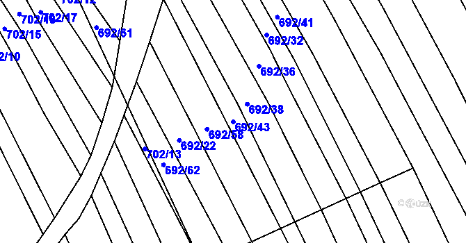 Parcela st. 692/43 v KÚ Brankovice, Katastrální mapa